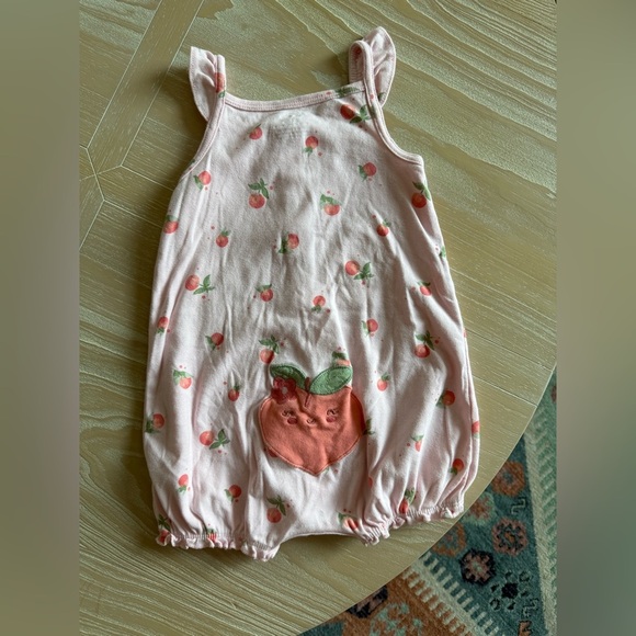 Carter’s|Baby girl light pink apple fruit print bubble romper•••boho novelty - Picture 1 of 7